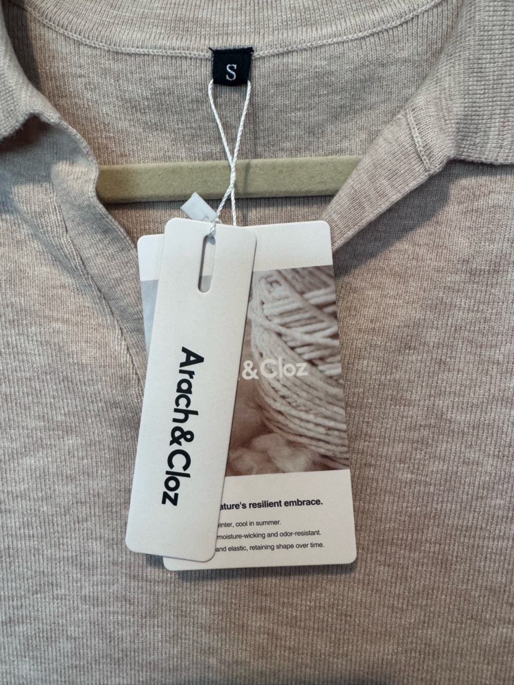 NWT Classic V-Neck Polo Knit Top in Beige - Picture 3 of 5